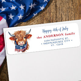 Patriotisk ko 4:e juli amerikanska Returadressen Returadress Etikett
