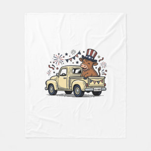 Patriotisk ko 4 juli lastbil vektor design_1 fleecefilt