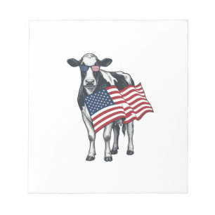 Patriotisk ko amerikansk flagga vintage gravyr des anteckningsblock