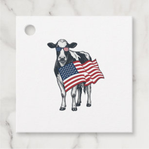 Patriotisk ko amerikansk flagga vintage gravyr des gåvor etiketter