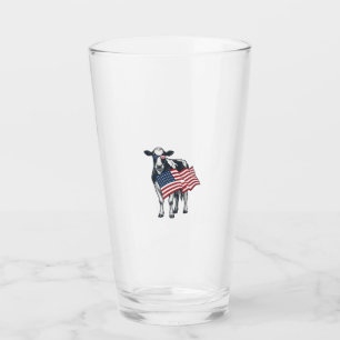 Patriotisk ko amerikansk flagga vintage gravyr des glaskopp