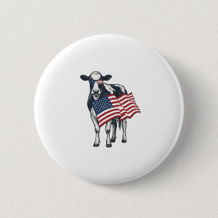 Patriotisk ko amerikansk flagga vintage gravyr des knapp