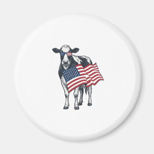 Patriotisk ko amerikansk flagga vintage gravyr des magnet