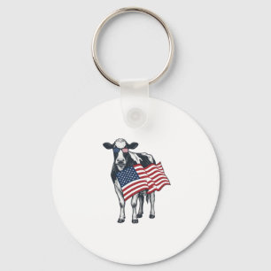 Patriotisk ko amerikansk flagga vintage gravyr des nyckelring