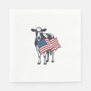 Patriotisk ko amerikansk flagga vintage gravyr des pappersservett