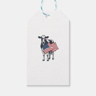 Patriotisk ko amerikansk flagga vintage gravyr des presentetikett