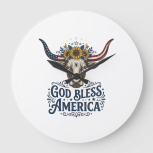 Patriotisk ko Gud välsigne Amerika Vintage skjorta Stor Klocka