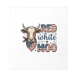 Patriotisk ko röd vit Moo 4 juli skjorta Desi Anteckningsblock