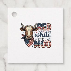 Patriotisk ko röd vit Moo 4 juli skjorta Desi Gåvor Etiketter