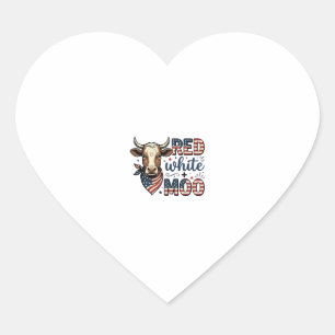 Patriotisk ko röd vit Moo 4 juli skjorta Desi Hjärtformat Klistermärke