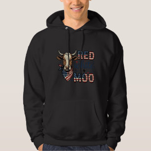 Patriotisk ko röd vit Moo 4 juli skjorta Desi Hoodie