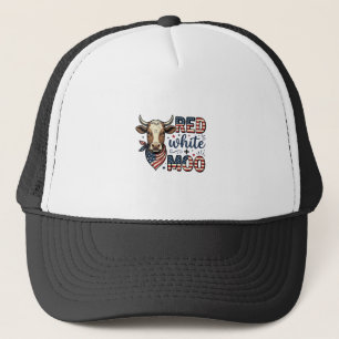 Patriotisk ko röd vit Moo 4 juli skjorta Desi Keps