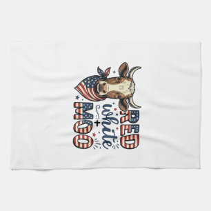 Patriotisk ko röd vit Moo 4 juli skjorta Desi Kökshandduk