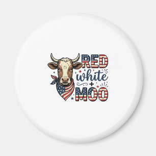 Patriotisk ko röd vit Moo 4 juli skjorta Desi Magnet