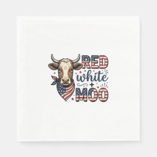 Patriotisk ko röd vit Moo 4 juli skjorta Desi Pappersservett