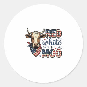 Patriotisk ko röd vit Moo 4 juli skjorta Desi Runt Klistermärke