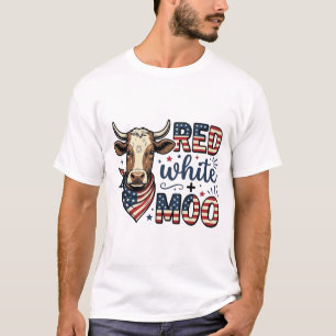 Patriotisk ko röd vit Moo 4 juli skjorta Desi T Shirt