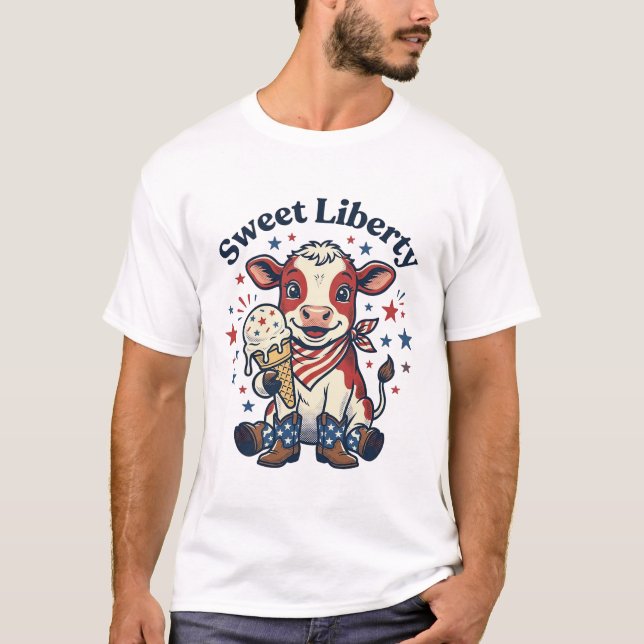 Patriotisk Ko Tröja Söt Kalv Glass Vintage De (Framsida)
