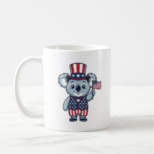 Patriotisk Koala Vektor Vintage T-Shirt Design_1 Kaffemugg