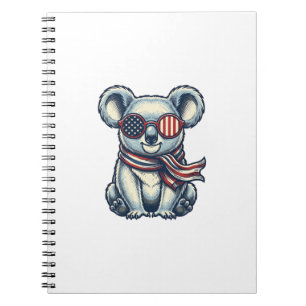 Patriotisk Koala Vintage Gravyr T-Shirt Design_1 Anteckningsbok