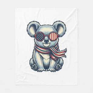 Patriotisk Koala Vintage Gravyr Tröja Design_1 Fleecefilt