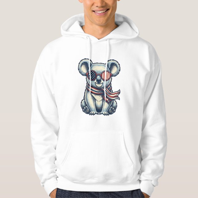 Patriotisk Koala Vintage Gravyr Tröja Design_1 Hoodie (Framsida)