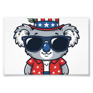 Patriotisk Koala Vintage Stil Vektor Konst_1 Fototryck