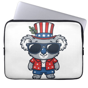 Patriotisk Koala Vintage Stil Vektor Konst_1 Laptop Fodral