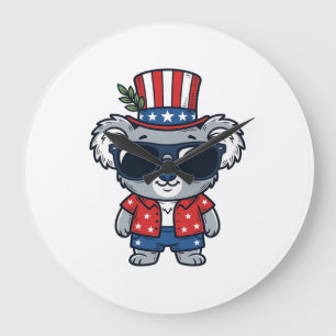 Patriotisk Koala Vintage Stil Vektor Konst_1 Stor Klocka