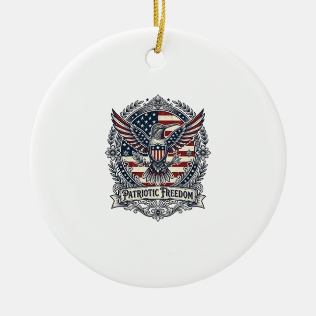 Patriotisk Kolibri Julgransprydnad Keramik (Framsidan)