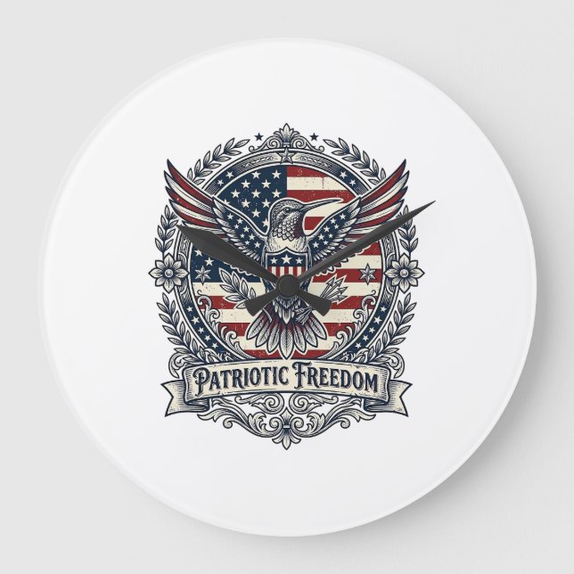 Patriotisk Kolibri Stor Klocka (Framsida)