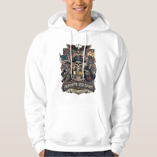 Patriotisk Kolonial Skalle Befälhavare Mörk Patrio Hoodie