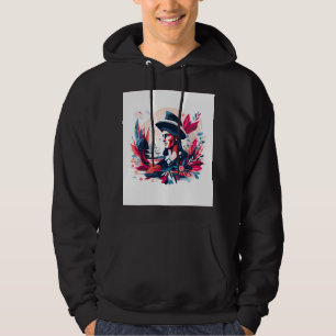 Patriotisk Kolonial Utforskare Illustration   Vint Hoodie