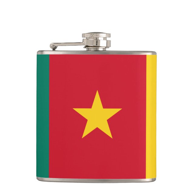 Patriotisk kolv med Flagga av Kamerun Fickplunta (Framsidan)