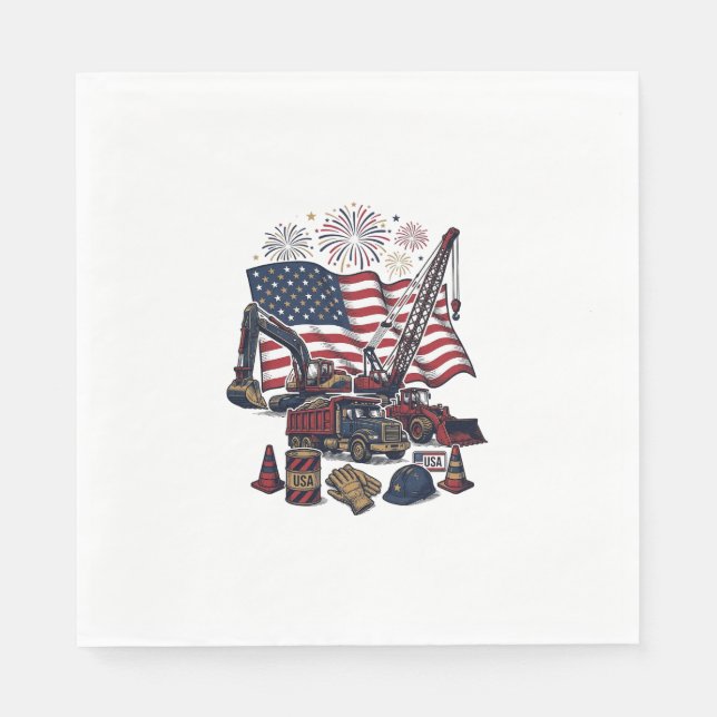 Patriotisk konstruktion USA Vintage Pappersservett (Framsidan)