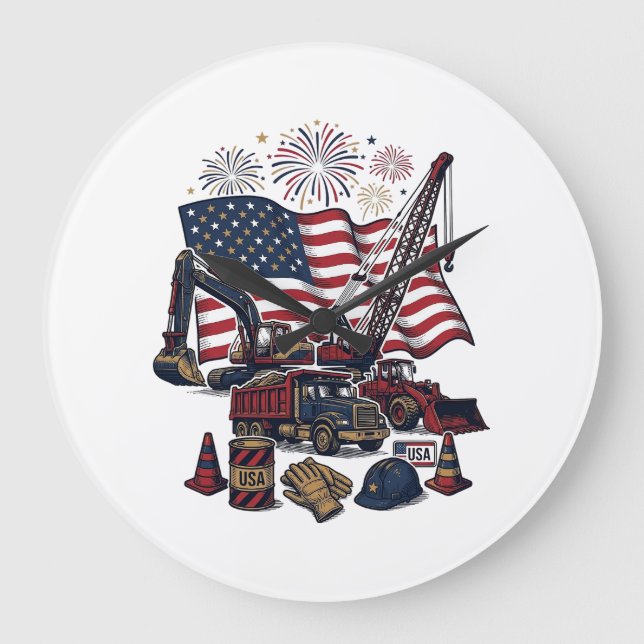 Patriotisk konstruktion USA Vintage Stor Klocka (Framsida)