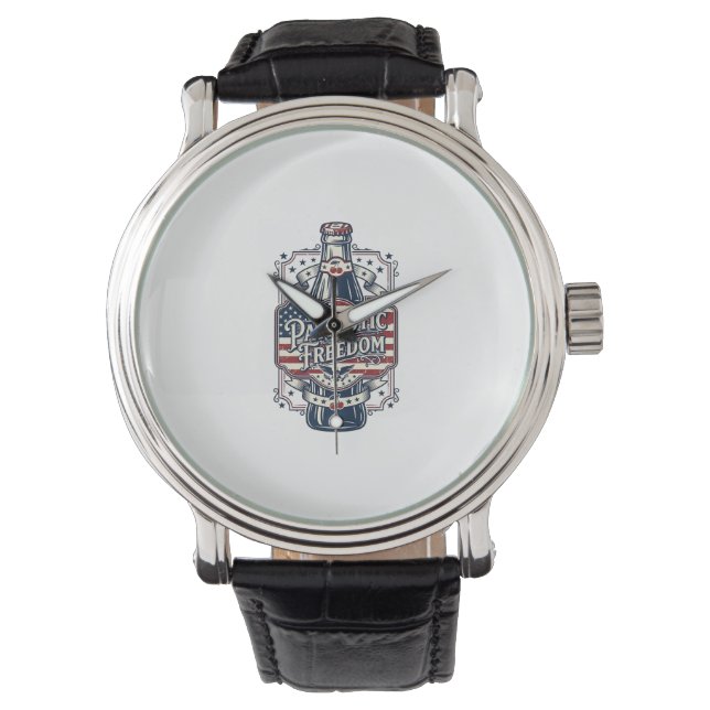 Patriotisk körsbärssoda Retro Vector Graphic Tee_1 Armbandsur (Framsida)