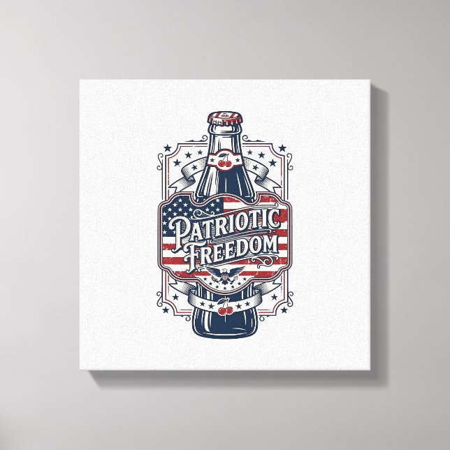 Patriotisk körsbärssoda Retro Vector Graphic Tee_1 Canvastryck (Framsida)