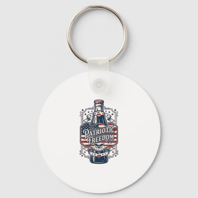 Patriotisk körsbärssoda Retro Vector Graphic Tee_1 Nyckelring (Framsida)