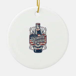 Patriotisk körsbärssodavintage vektor grafisk t-sh julgransprydnad keramik