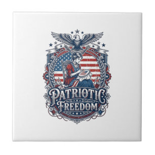 Patriotisk korsstygnsvektor Grafik T-shirt_1 Kakelplatta