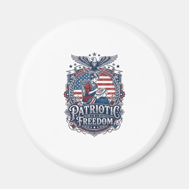 Patriotisk korsstygnsvektor Grafisk Tee_1 Magnet (Framsidan)