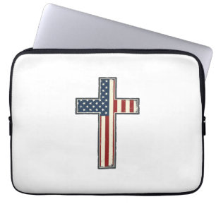 Patriotisk korsvektordesign med distresseffekt_1 laptop fodral