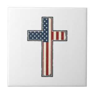 Patriotisk korsvektordesign med distresslook_1 kakelplatta
