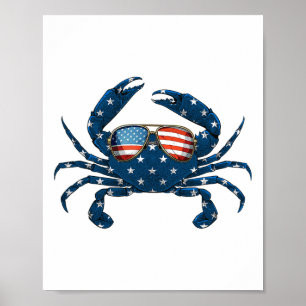 Patriotisk krabba - 4:e juli Usa kräftdjur Sjömat Poster