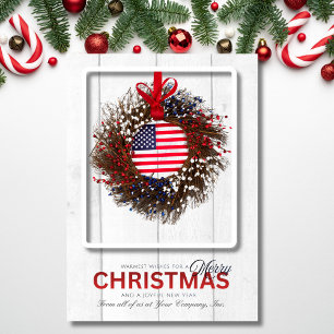 Patriotisk krans God jul önskar Helgkort