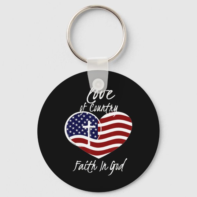 Patriotisk kristen tro på Gud Heart Kor Ameri Nyckelring (Framsida)