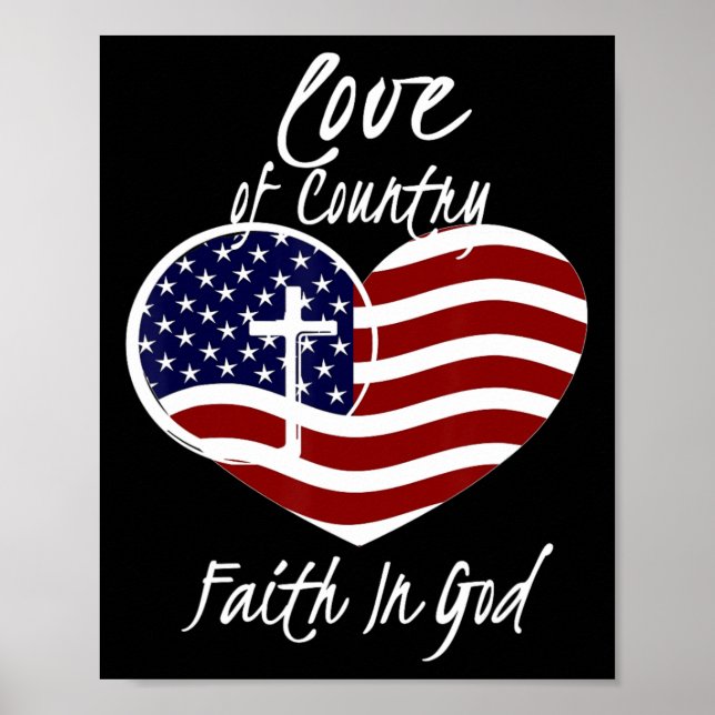 Patriotisk kristen tro på Gud Heart Kor Ameri Poster (Framsidan)