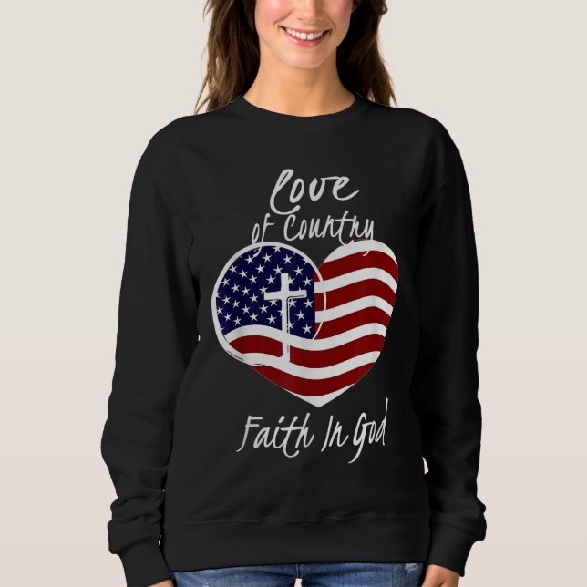 Patriotisk kristen tro på Gud Heart Kor Ameri T Shirt (Framsida)