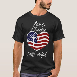 Patriotisk kristen tro på Gud Heart Kor Ameri T Shirt